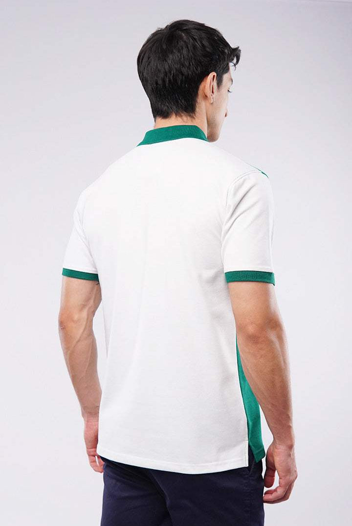 Sports Polo Shirt - Green & White - Mendeez