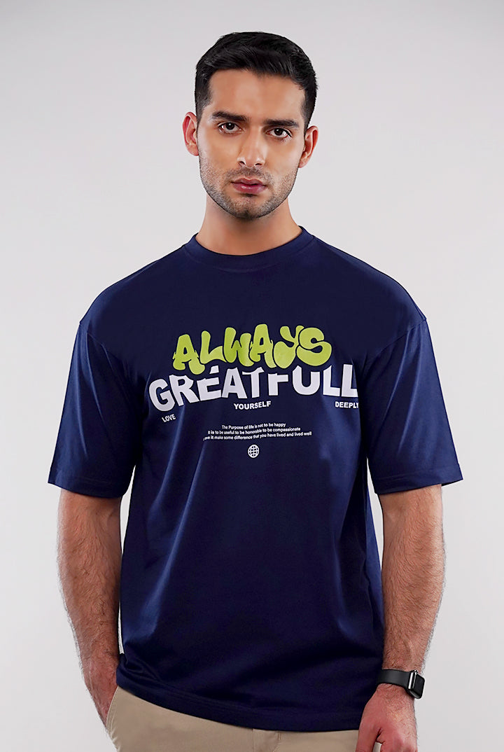 Oversized T-Shirt - Navy Blue - Mendeez