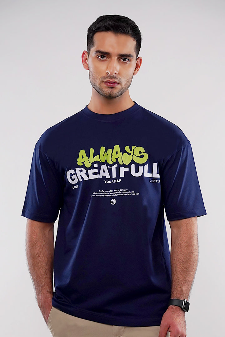 Oversized T-Shirt - Navy Blue - Mendeez