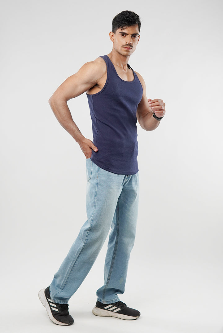 Ribbed Tank Top - Ocean Blue - Mendeez