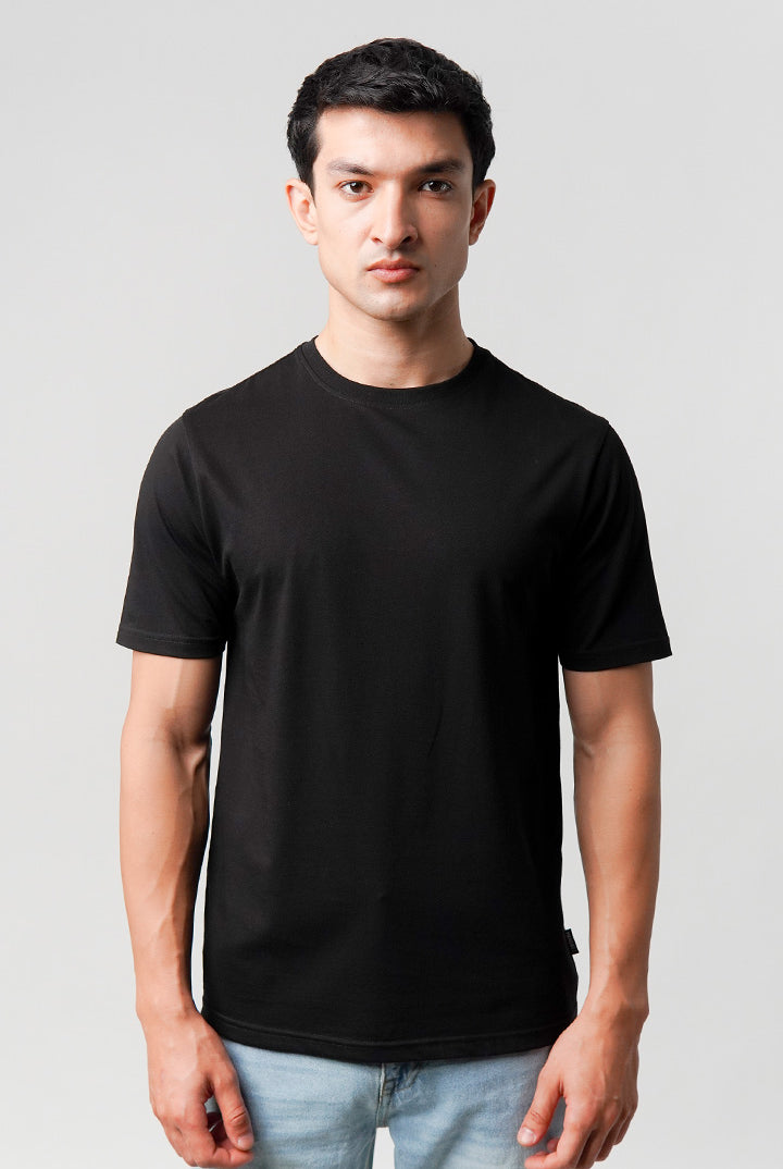 Regular Fit Crew Neck T-Shirt - Black - Mendeez
