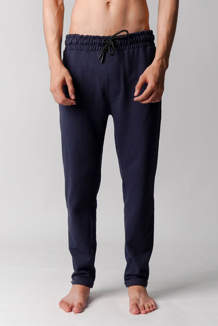 Straight Terry Jogger Pants - Navy Blue - Mendeez