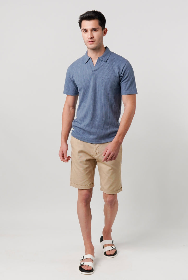 Drop Needle Polo Shirt - Steel Blue - Mendeez