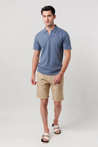 Drop Needle Polo Shirt - Steel Blue - Mendeez