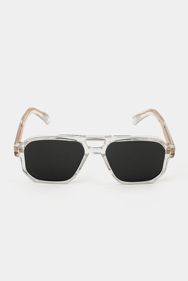 Transparent Double Bridge Sunglasses - Black - Mendeez