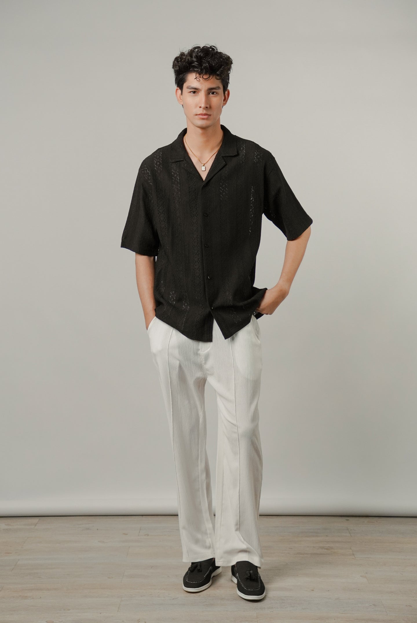 Burnout Cuban Shirt - Black - Mendeez