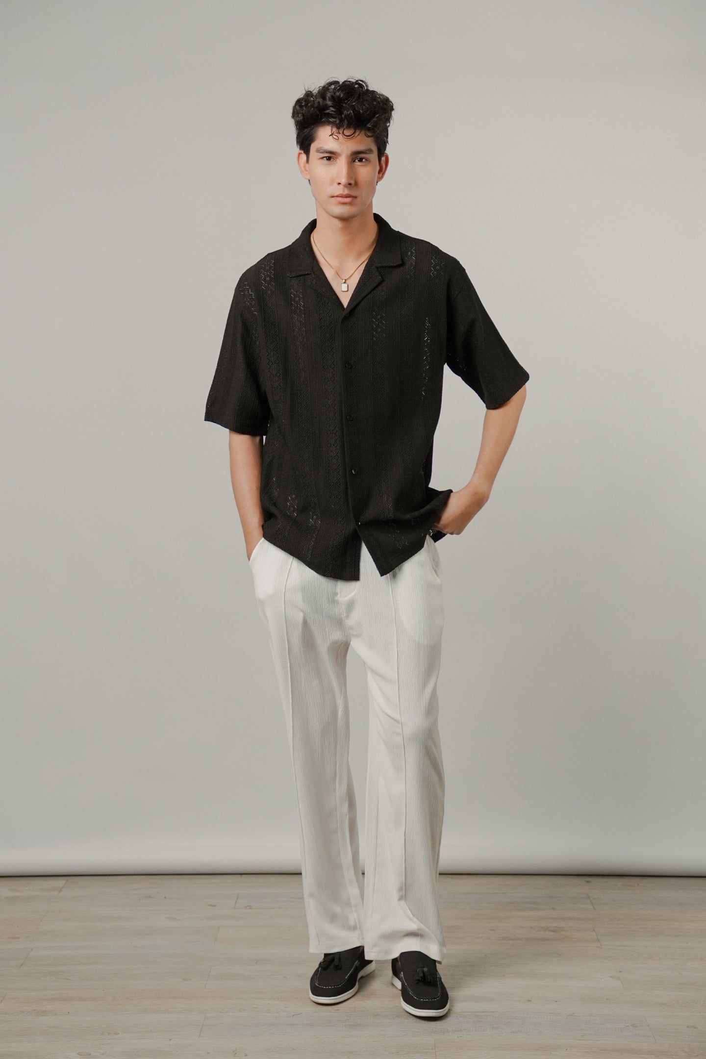 Burnout Cuban Shirt - Black - Mendeez