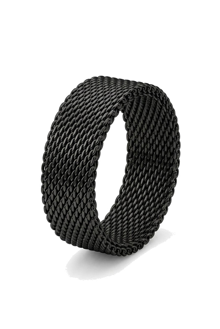 Heavy Mesh Chain Ring - Black - Mendeez