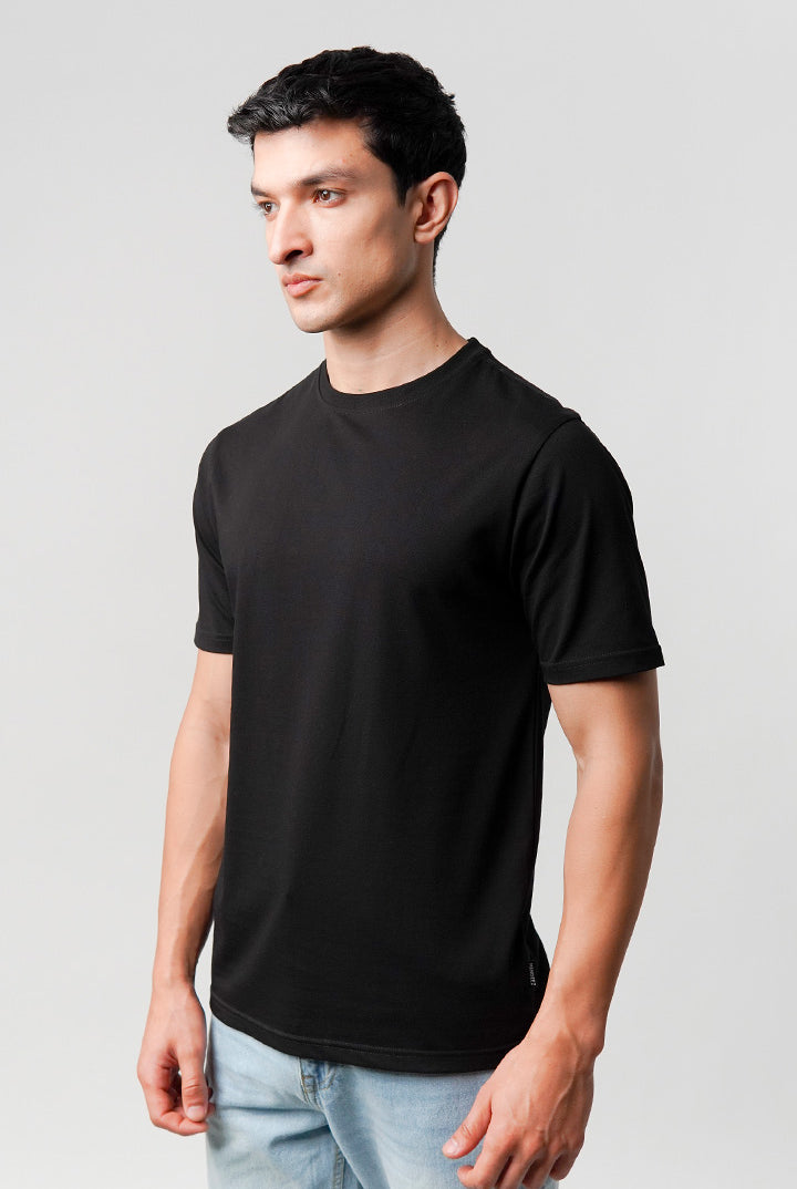 Regular Fit Crew Neck T-Shirt - Black - Mendeez