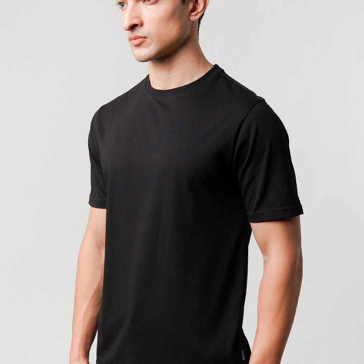 Regular Fit Crew Neck T-Shirt - Black - Mendeez