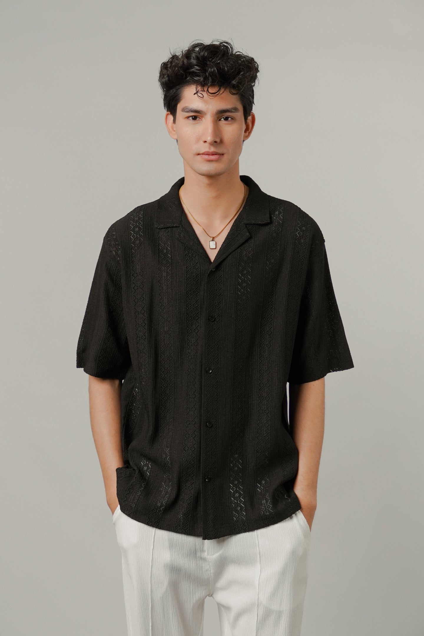 Burnout Cuban Shirt - Black - Mendeez