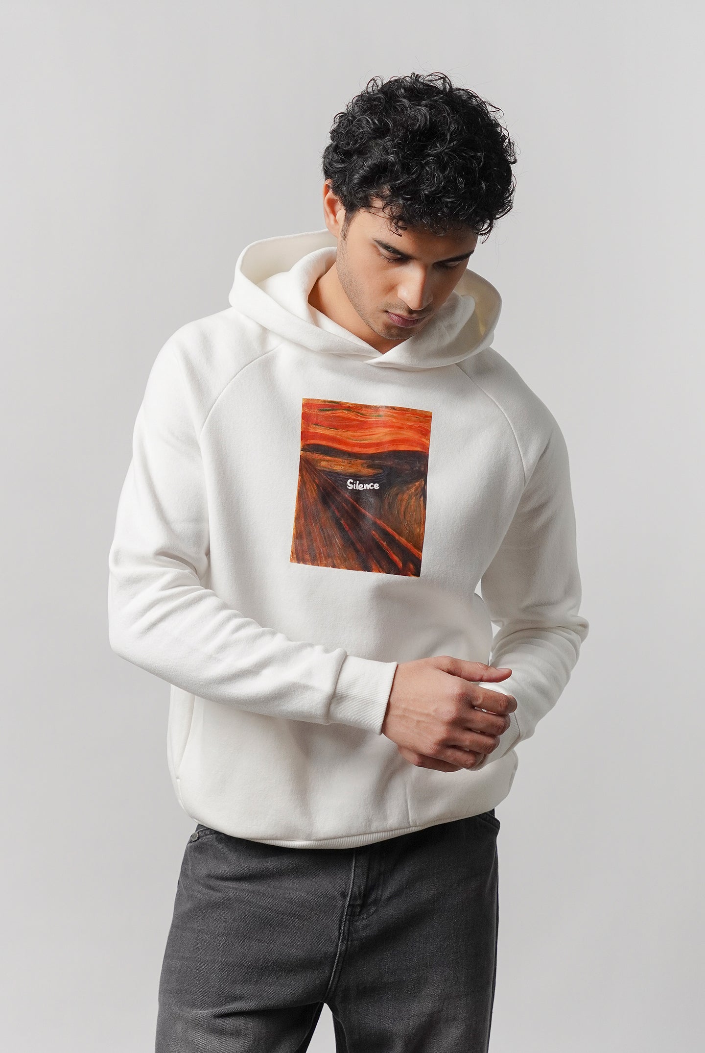 Pullover Graphic Hoodie - White - Mendeez