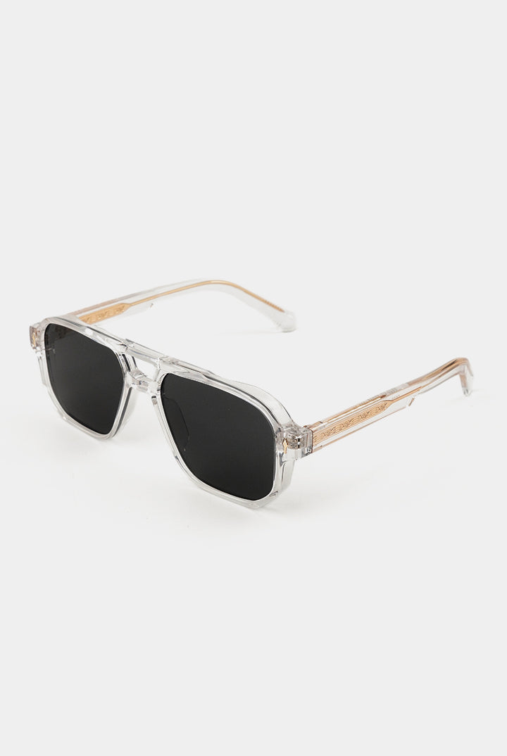 Transparent Double Bridge Sunglasses - Black - Mendeez