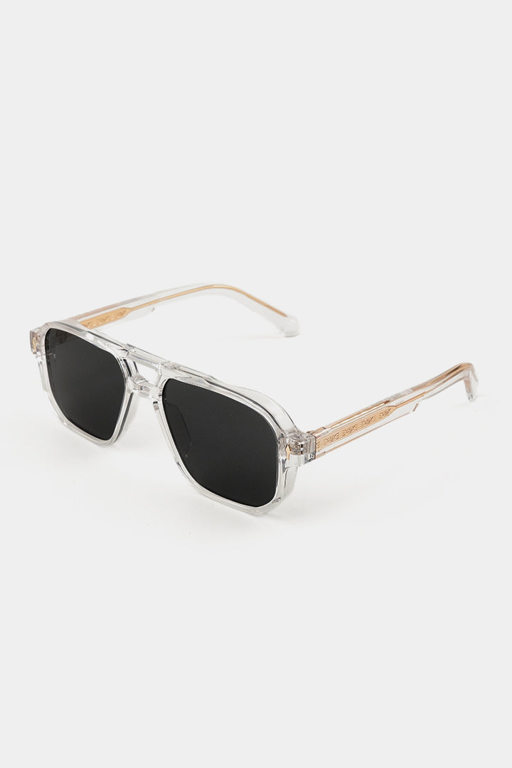 Transparent Double Bridge Sunglasses - Black - Mendeez