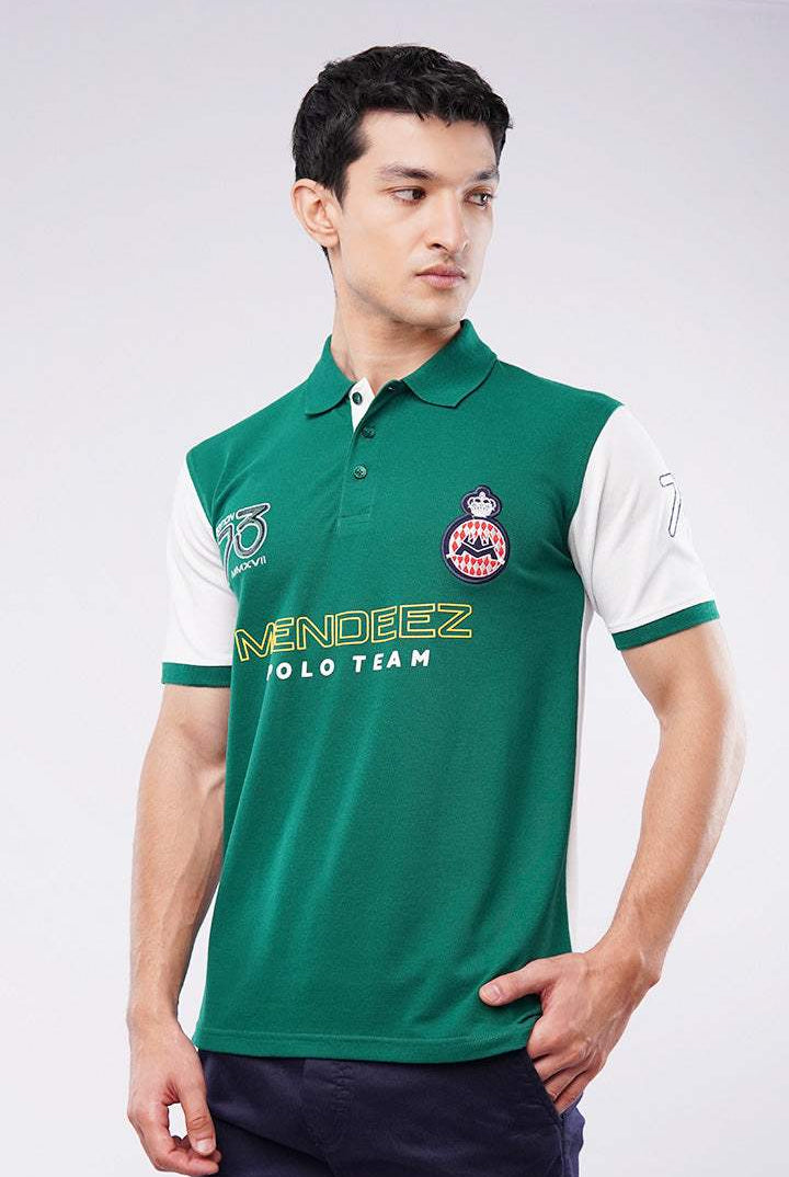 Sports Polo Shirt - Green & White - Mendeez