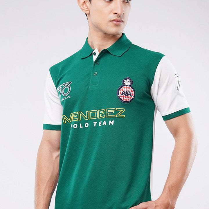 Sports Polo Shirt - Green & White - Mendeez