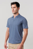 Drop Needle Polo Shirt - Steel Blue - Mendeez
