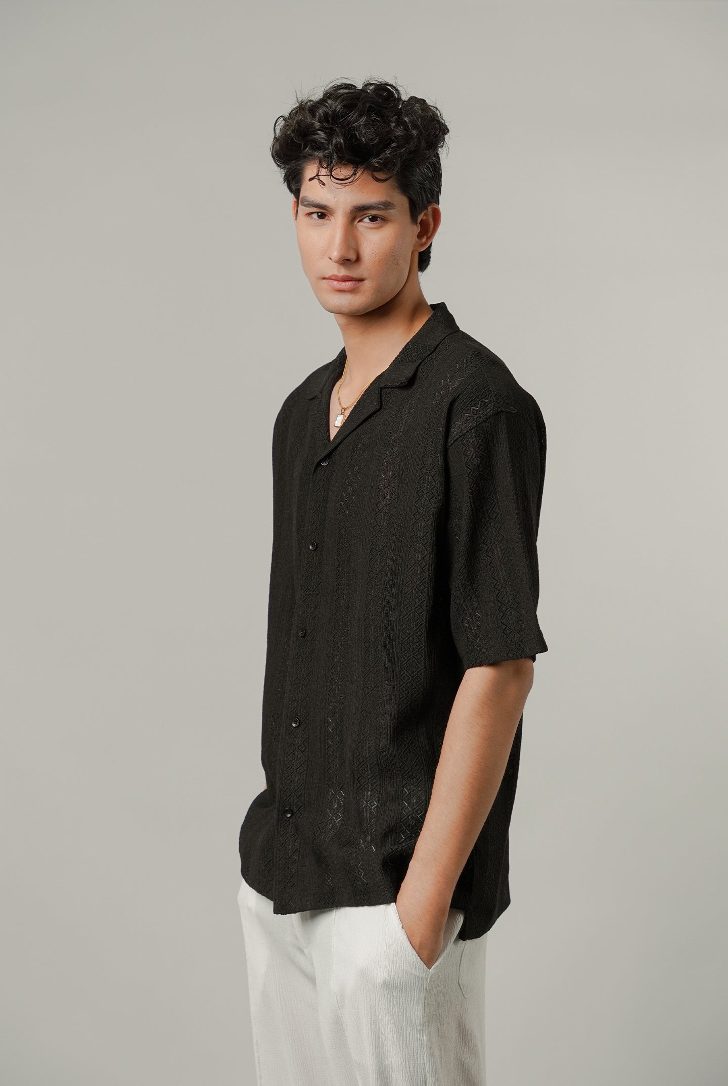 Burnout Cuban Shirt - Black - Mendeez