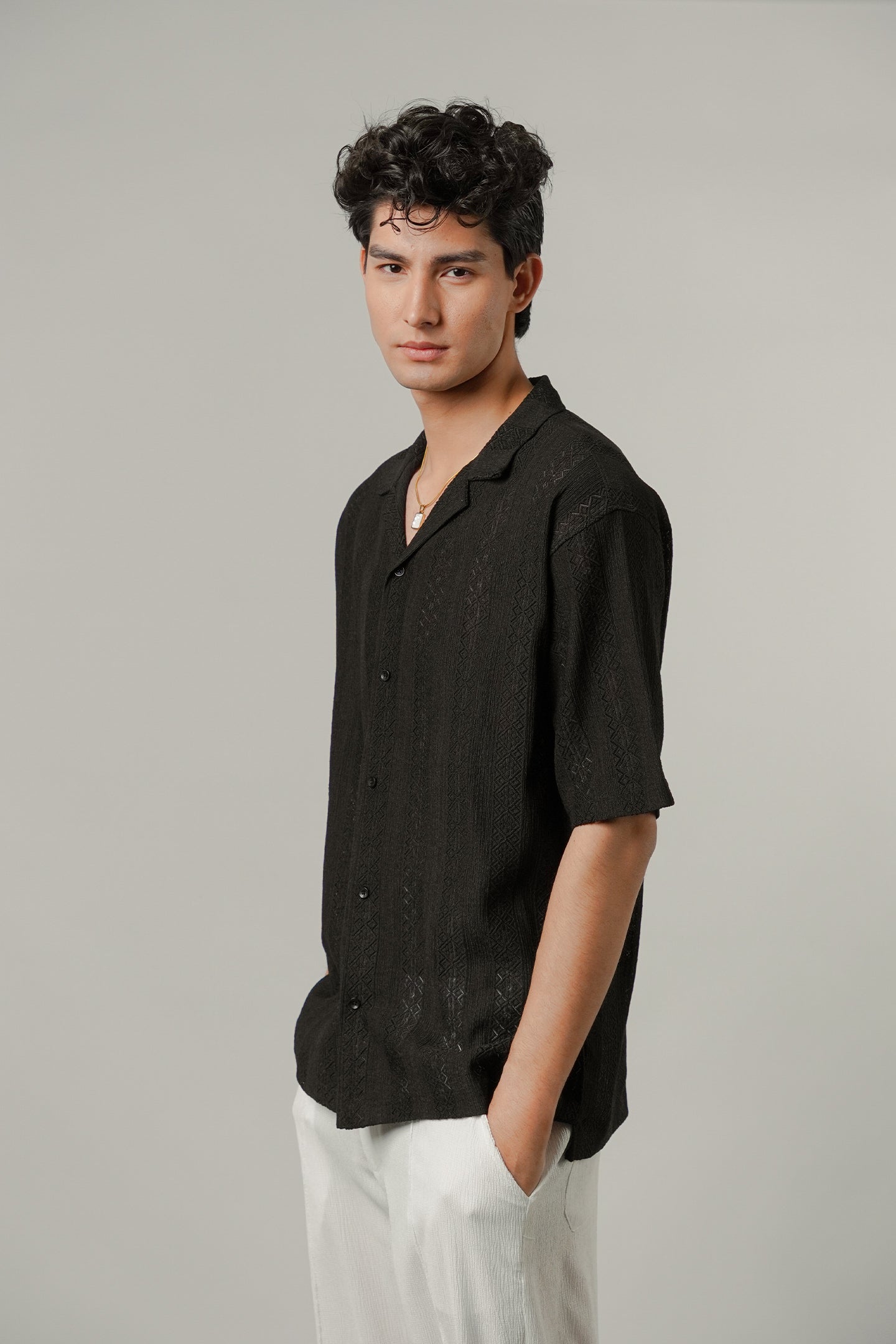 Burnout Cuban Shirt - Black - Mendeez