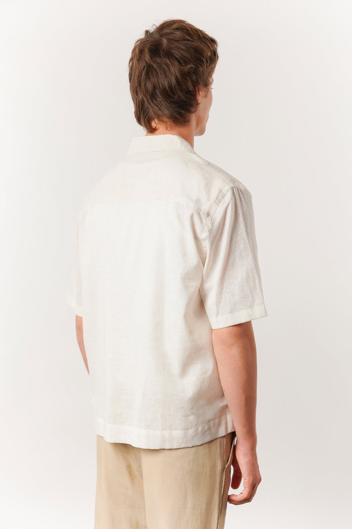 Box Fit Cuban Shirt - Cream - Mendeez
