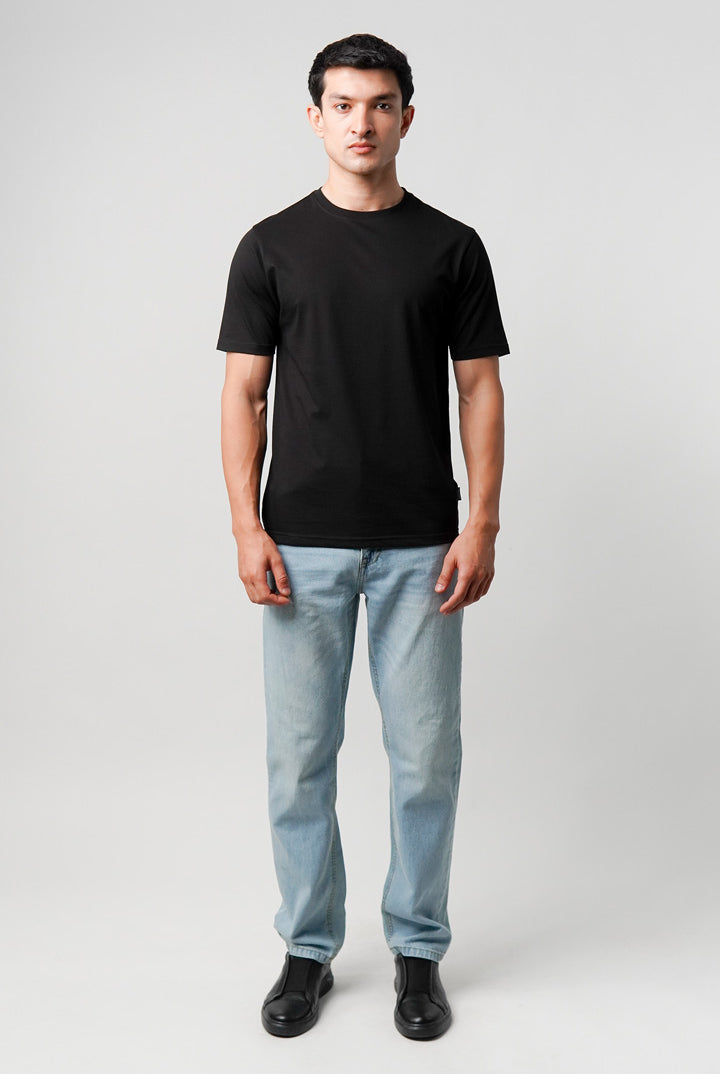 Regular Fit Crew Neck T-Shirt - Black - Mendeez
