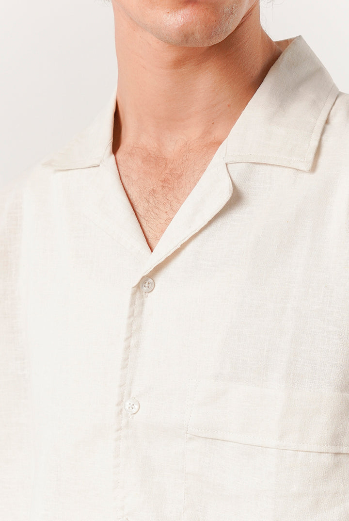 Box Fit Cuban Shirt - Cream - Mendeez