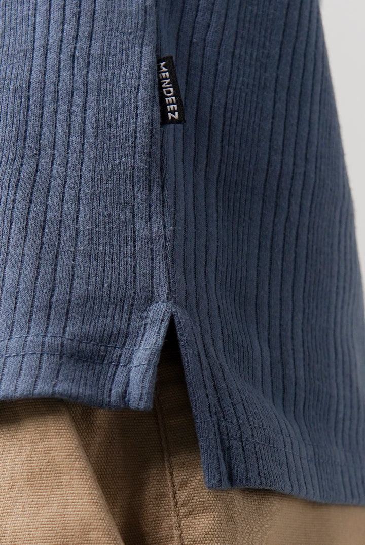 Drop Needle Polo Shirt - Steel Blue - Mendeez