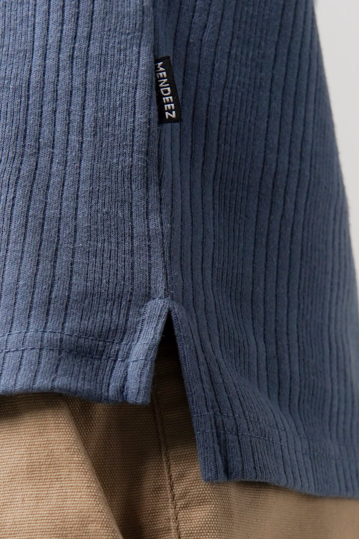 Drop Needle Polo Shirt - Steel Blue - Mendeez