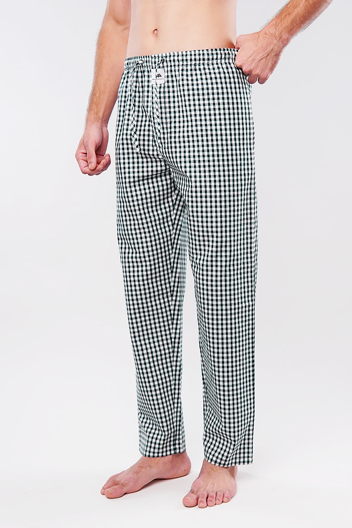 Check Woven Pajamas - Green & White - Mendeez