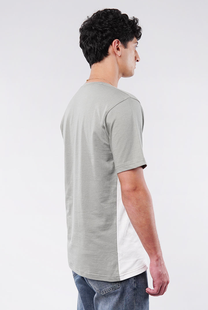 Colorblock T-Shirt - White & Sage Green - Mendeez
