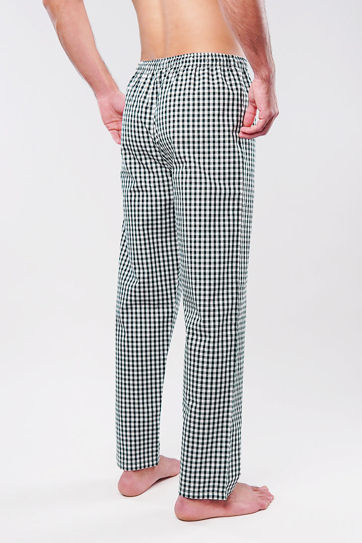 Check Woven Pajamas - Green & White - Mendeez