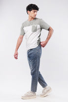 Colorblock T-Shirt - White & Sage Green - Mendeez