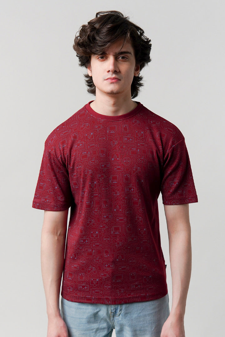 Printed T-Shirt - Red - Mendeez