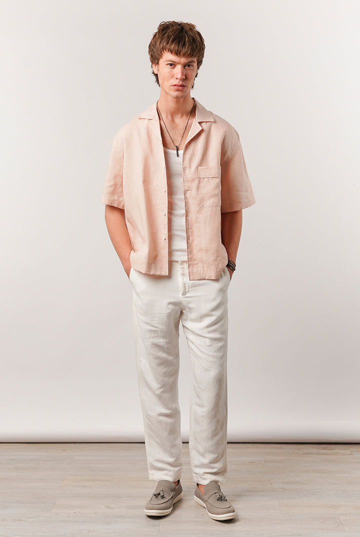 Box Fit Cuban Shirt - Powder Pink - Mendeez