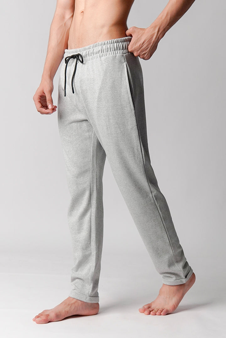Straight Terry Jogger Pants - Heather Grey - Mendeez