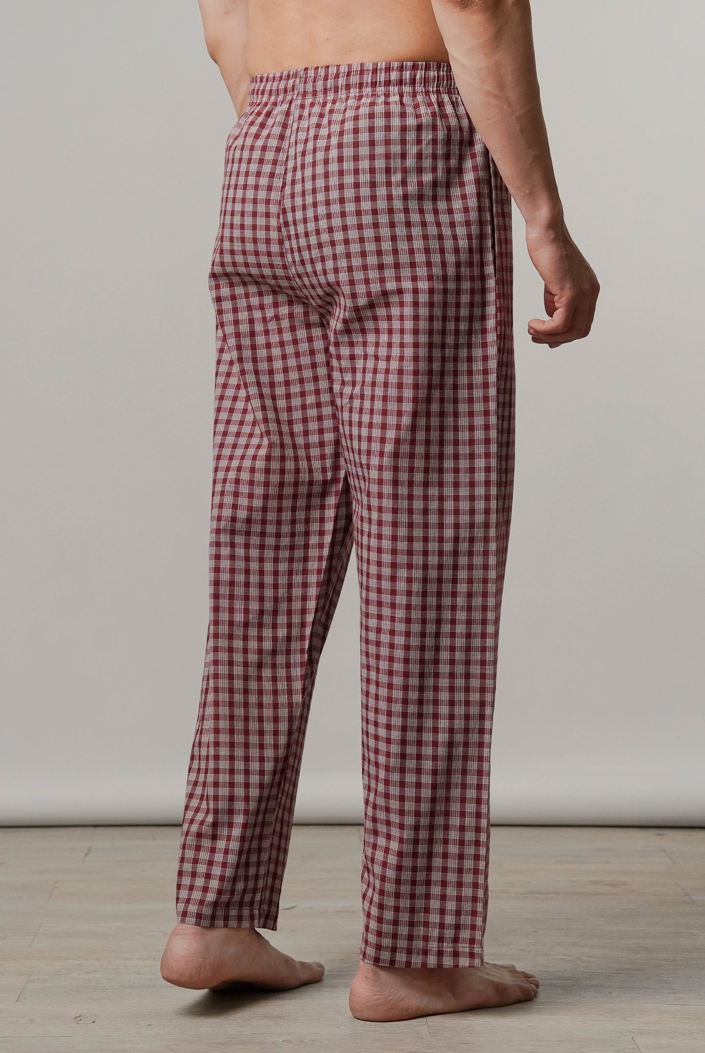 Check Woven Pajamas - Maroon - Mendeez