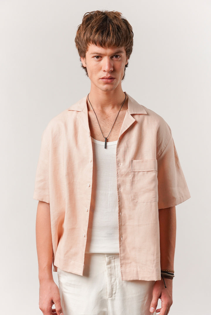 Box Fit Cuban Shirt - Powder Pink - Mendeez
