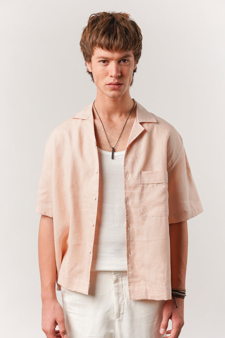 Box Fit Cuban Shirt - Powder Pink - Mendeez
