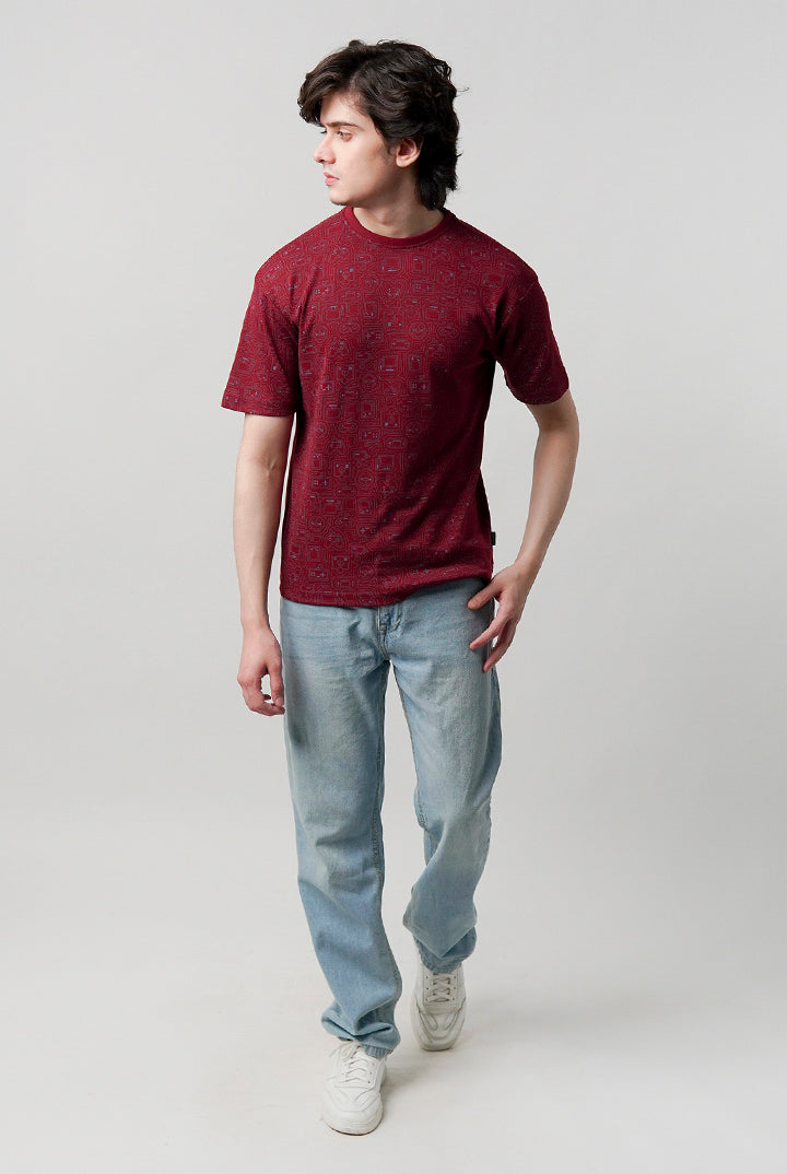 Printed T-Shirt - Red - Mendeez