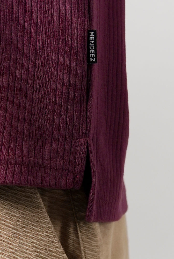 Drop Needle Polo Shirt - Burgundy - Mendeez