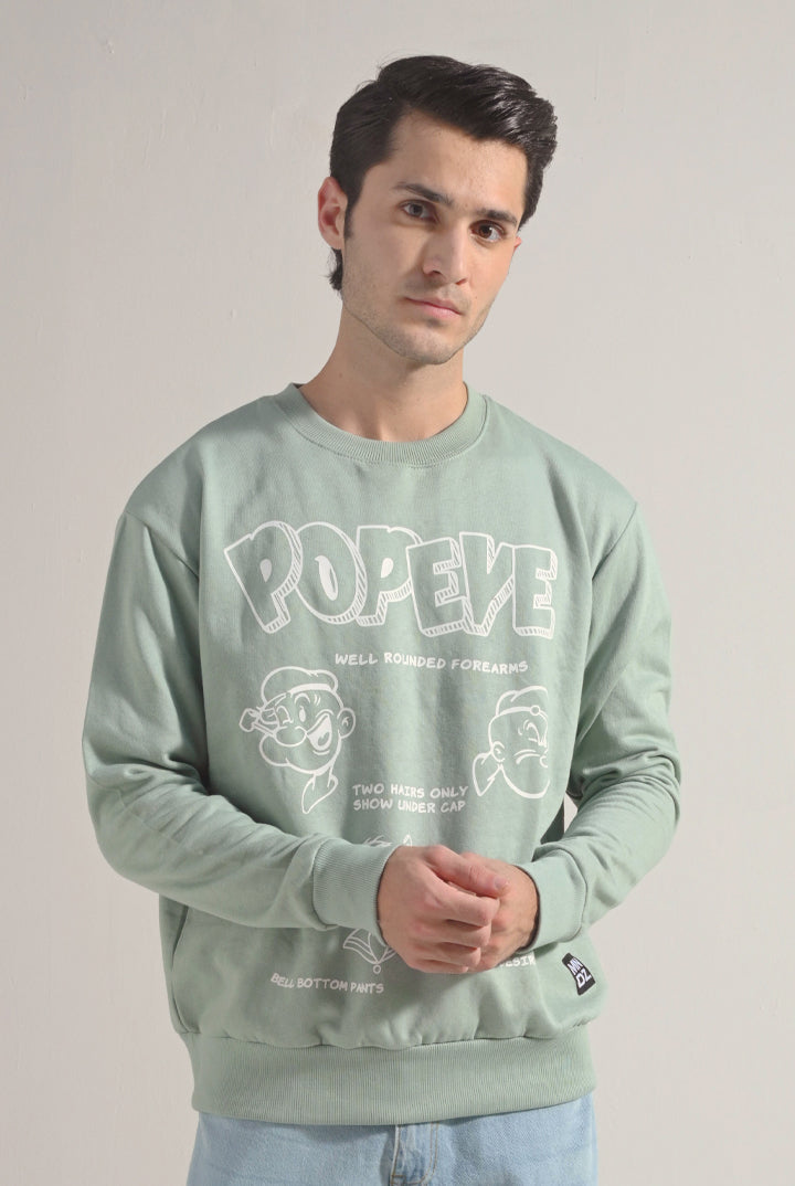 Oversized Graphic Sweatshirt - Sage Green - Mendeez