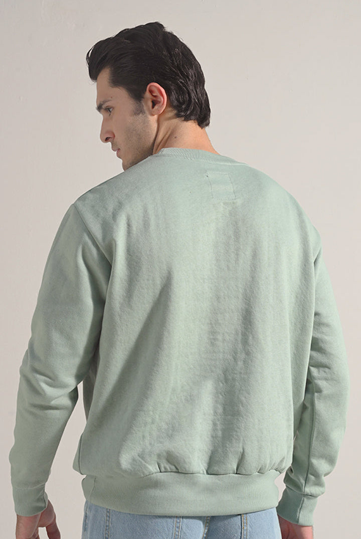 Oversized Graphic Sweatshirt - Sage Green - Mendeez