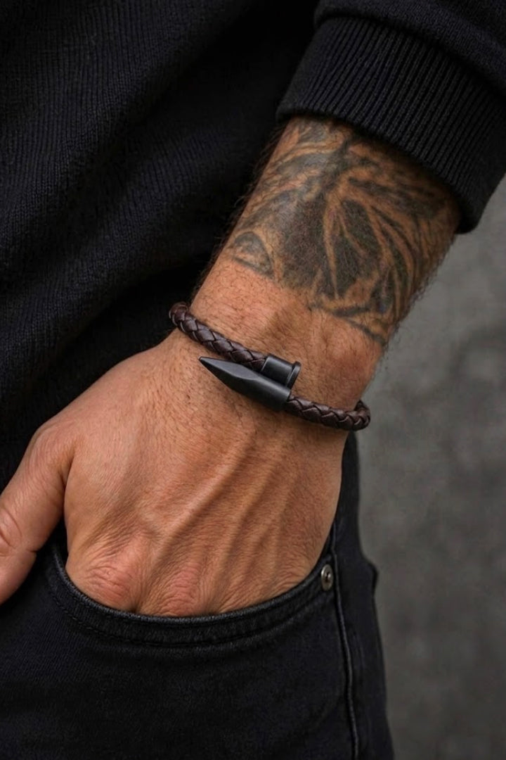 Dark Brown Black Nail Bracelet-4-MENDEEZ
