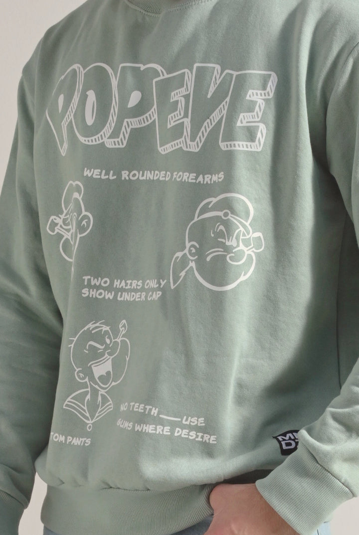Oversized Graphic Sweatshirt - Sage Green - Mendeez
