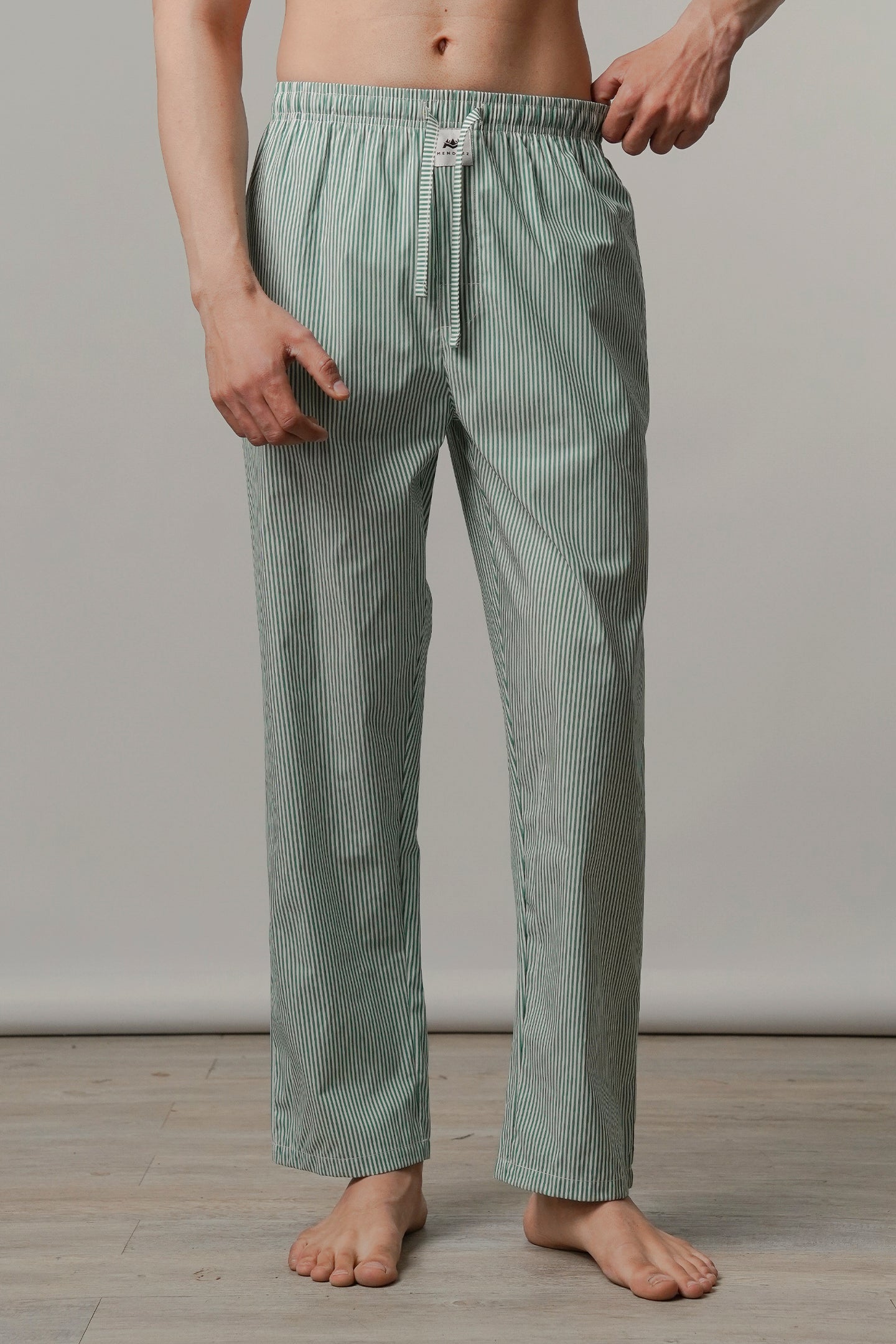 Striped Woven Pajamas - Green - FA - Mendeez