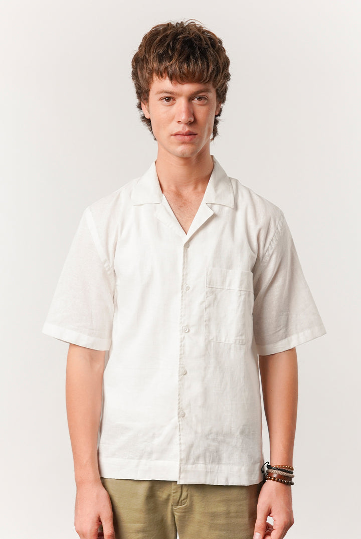 Box Fit Cuban Shirt - Off White - Mendeez
