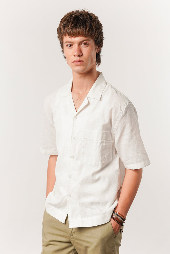 Box Fit Cuban Shirt - Off White - Mendeez