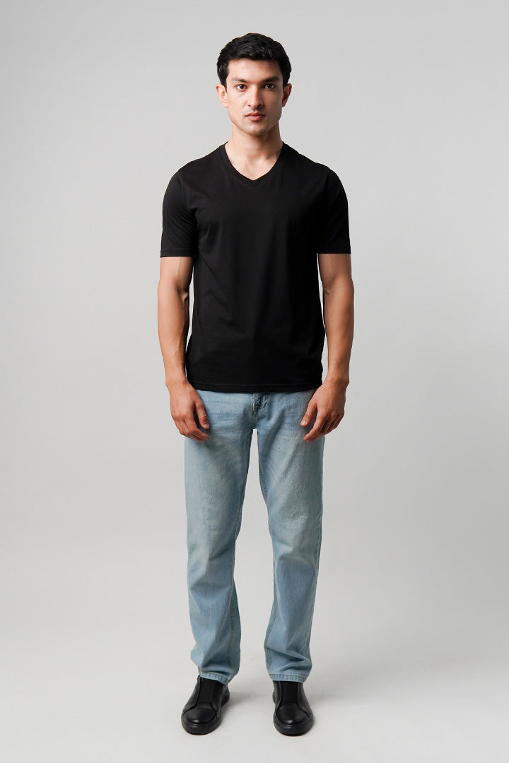 Regular Fit V-Neck T-Shirt - Black - Mendeez