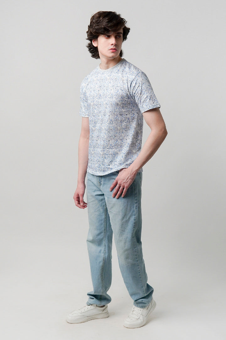 Printed T-Shirt - Blue - Mendeez