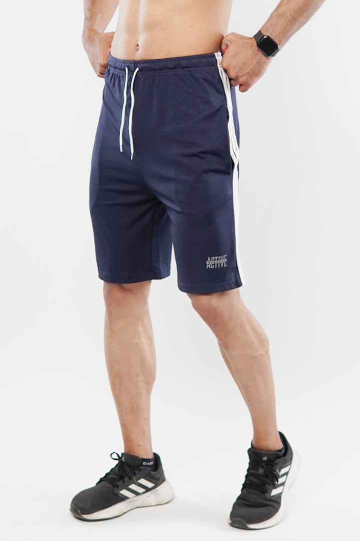 Striped Shorts - Navy Blue - Mendeez
